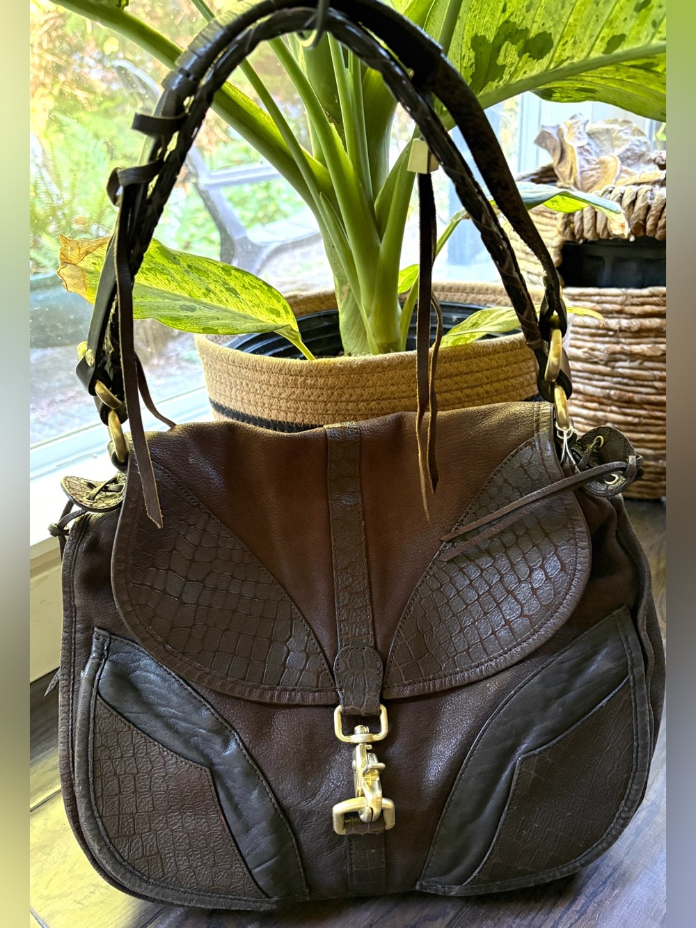 Vintage DKNY leather hobo bag